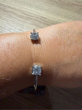 paparazzi Silver-Tone Open Cuff Bracelet with Clear Stones